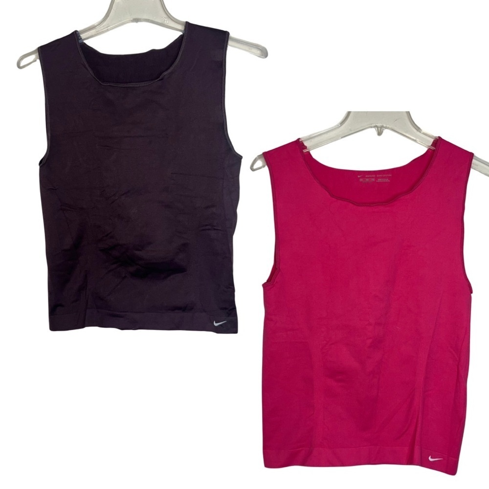 Nike Dri Fit Seamless Sans Couture Womens Tank Tops One Pink One Brown Size M/L